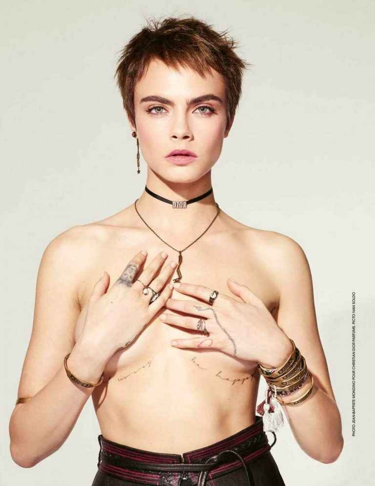 Cara Delevingne seins nus dans Le Figaro Madame