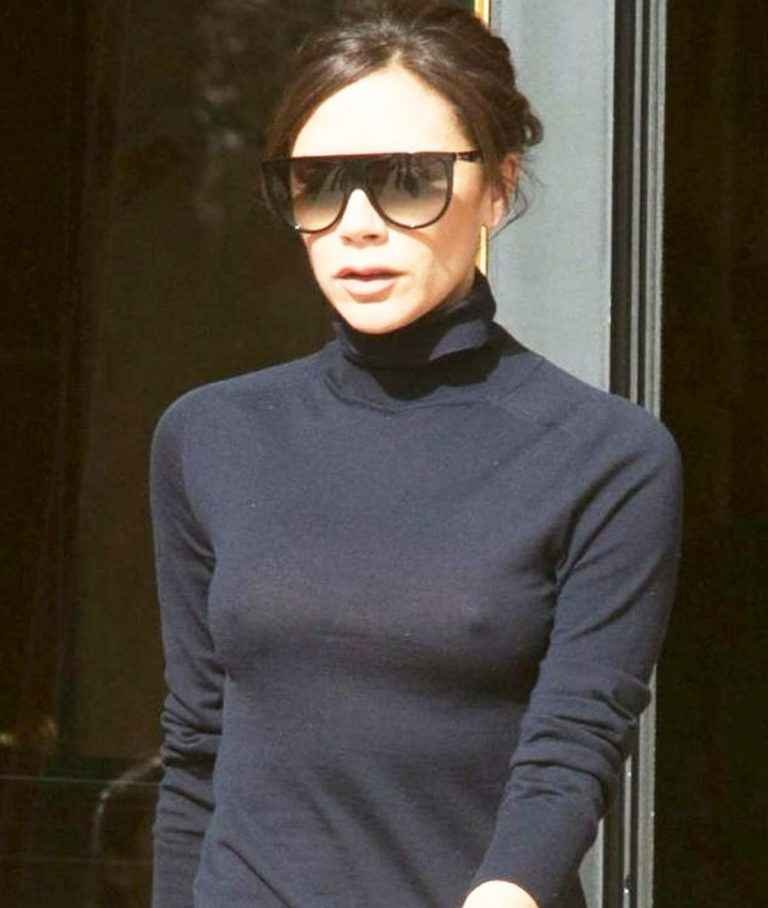 Victoria Beckham a les seins qui pointent à Paris