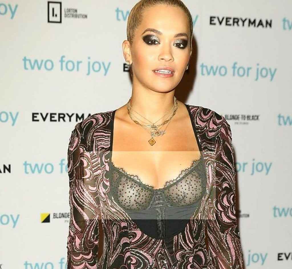 Rita Ora seins nus par transparence à Londres