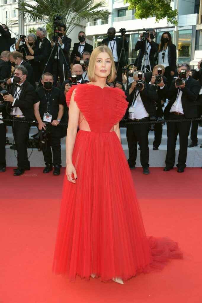 Rosamund Pike sans soutien-gorge au Festival de Cannes